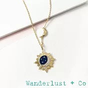 Wanderlust+Co 澳洲品牌 鑲鑽星辰月亮項鍊 金色光芒深藍色項鍊 Moonlit Navy