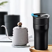 【PO:Selected】丹麥DIY手沖咖啡二件組(手沖咖啡壺-灰/法壓保溫咖啡杯12oz-藍)