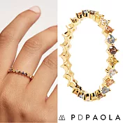 PD PAOLA 西班牙時尚潮牌 五色彩寶戒指 優雅多墜款 925純銀鑲18K金 SAGE M M