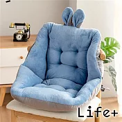 【Life+】童趣絨毛拚色保暖加厚護腰坐墊/靠墊_ 淺藍