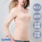 【日本GUNZE】100%純棉膠原蛋白添加護膚衛生衣(TC4046-CMB) M 膚