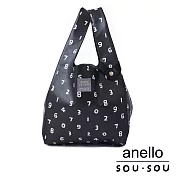 anello SOU．SOU聯名款第二彈 皮革折疊式手提購物袋- 十數(黑色) BK