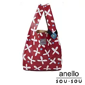 anello SOU．SOU聯名款第二彈 皮革折疊式手提購物袋- 蘿蔔草(紅色) RE