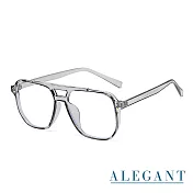 【ALEGANT】復古時尚雙樑設計雲杉灰飛官款輕量TR90光學框UV400濾藍光眼鏡