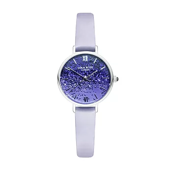 英國Lola Rose 唯美夢幻紫色星空淑女皮帶手錶 - 星鑽銀紫