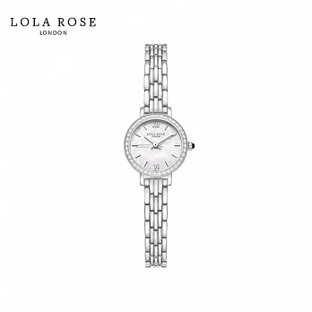 英國Lola Rose 玲瓏精緻璀璨水鑽貝殼白淑女手錶 - 圓鑽 白-銀帶