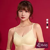 Olivia【漫步系列】無鋼圈幾何雲柔三角杯內衣 S 奶油黃