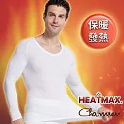 【Charmen】日本東麗HEATMAX保暖發熱挺背收腹長袖 男性塑身衣(兩色任選) -白色(L)