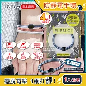 日本ELEBLO-頂級4倍強效條紋編織防靜電手環1入/盒(1.9秒急速除靜電髮圈) 天空藍