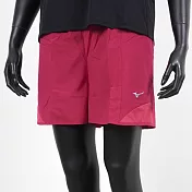 Mizuno [J2TB075565] 女 短褲 路跑 運動 休閒 舒適 透氣 彈性 雙層 內裡褲 紅 M 紅/銀