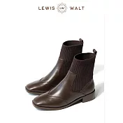 【U】Lewis Walt-方頭英倫切爾西彈力襪靴 咖啡