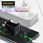 POLYBATT 氮化鎵Gan迷你款 33W 雙孔PD+QC 平板手機共用 快速充電器 黑充電器