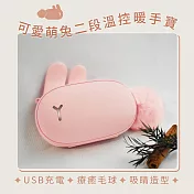 Beroso倍麗森 可愛萌兔毛球多功能二段溫控暖手寶暖暖包 粉紅色
