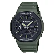 【CASIO】G-SHOCK 八角雙層錶圈亮眼配色雙顯錶-軍綠X黑(GA-2110SU-3A)