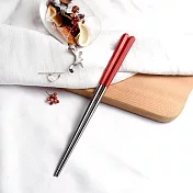 【KUAI ZHU】台箸六角不鏽鋼筷23cm-小籠包系列10雙 中國紅