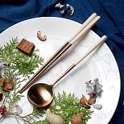 【KUAI ZHU】台箸不銹鋼餐具組-玫瑰金系列1組 亞麻白