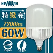 【NEWWIN】臺灣製 60W LED廣角型球泡燈 (白光/黃光-大型防水燈泡) 白光