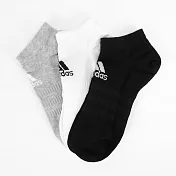 Adidas Light Low 3PP [DZ9400] 男 短襪 運動 休閒 三入組 舒適 透氣 愛迪達 黑白灰 M 黑/白