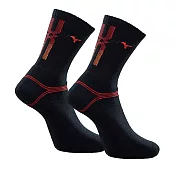 Mizuno Socks [32TX100796] 男 中筒襪 運動 厚底 排球 羽球 吸濕排汗 25-27cm 黑紅 FREE 黑/紅