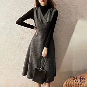 【初色】時髦優雅A字裙洋裝-灰色-91521(M-2XL可選) M 灰色