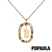 PD PAOLA 西班牙輕奢時尚品牌 I AM系列 圓圈字母彩鑽項鍊-鍍18K 金(B)