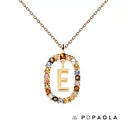 PD PAOLA 西班牙輕奢時尚品牌 I AM系列 圓圈字母彩鑽項鍊-鍍18K 金(E)