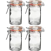 《Premier》扣式玻璃密封罐4入(橘60ml) | 保鮮罐 咖啡罐 收納罐 零食罐 儲物罐