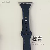 簡約收腰扣式真皮錶帶 38/40/41mm Apple watch通用錶帶 藏青