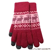 Lavender-i-Touch觸控雙層手套-麋鹿-紅