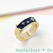 Wanderlust+Co 澳洲品牌 鑲鑽星辰月亮戒指 深藍色 內側刻字款 Moonlit Navy 6