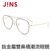 JINS 鈦金屬雙鼻橋潮流眼鏡(AUTF19S141) 黑X金