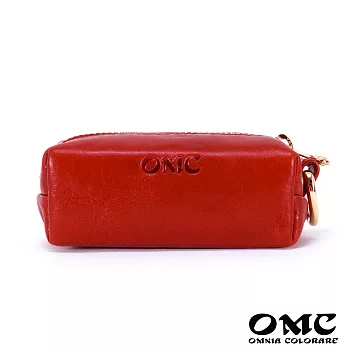 【OMC】義大利植鞣革嬌點牛皮零錢包(小款)- 紅色