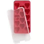 《LEKUE》14格附蓋愛心製冰盒(胭紅) | 冰塊盒 冰塊模 冰模 冰格