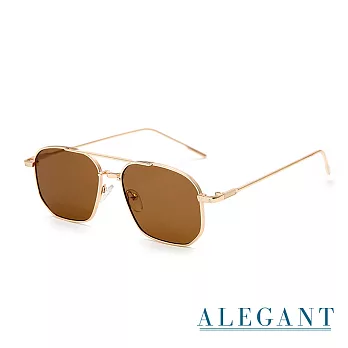 【ALEGANT】歐美輕奢啤棕色雙樑設計飛官款墨鏡/UV400太陽眼鏡