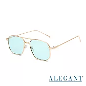 【ALEGANT】歐美輕奢翡翠綠雙樑設計飛官款墨鏡/UV400太陽眼鏡