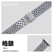 五排實心切面不鏽鋼錶帶 Apple watch通用錶帶 42/44/45mm皓銀