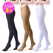 Grace 台灣製 韻律褲襪 200丹超彈性(4雙) 黑色x4雙