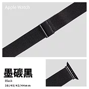 五色細米蘭316L不銹鋼帶 Apple watch通用錶帶 42/44/45mm墨碳黑