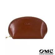 【OMC】義大利植鞣革貝殼造型零錢包- 棕色