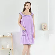 CS22 軟軟毛珊瑚絨加厚浴裙魔術浴巾4色(卡其色/紫色/櫻花粉/枚紅色) 紫色