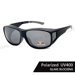 【SUNS】寶麗來偏光太陽眼鏡 (黑框水銀)偏光套式墨鏡 男女適用 防滑 防眩光 抗UV400