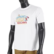 Skechers [L221U041-0019] 男女 短袖 上衣 T恤 圓領 趣味LOGO 夏日 舒適 穿搭 白 M 白