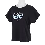 Skechers [L221W005-0018] 女 短袖 上衣 T恤 舒適 透氣 運動 休閒 黑 M 黑
