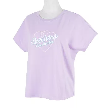 Skechers [L221W005-00KC] 女 短袖 上衣 T恤 舒適 透氣 運動 休閒 粉 M 粉紅