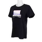 Skechers Shirts [L221W002-0018] 女 T恤 短袖 棉質 舒適 休閒 黑 M 黑