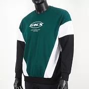 Skechers [L321M146-00XW] 男 長袖 上衣 衛衣 寬鬆 運動 休閒 棉質 舒適 穿搭 綠黑 M 綠/黑