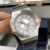 MASERATI瑪莎拉蒂精品錶,編號：R8851108502,36mm六角形銀精鋼錶殼貝母錶盤真皮皮革寶藍錶帶