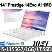 msi微星 Prestige 14Evo A11MO-059TW 14吋 創作者筆電 (i5-1155G7/16G/1T SSD/Win10/白)