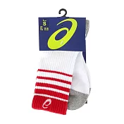 Asics Socks [Z31903-0123] 中統襪 球類 運動 足弓緊束 腳底加厚 耐磨 透氣 白紅 M 白/紅