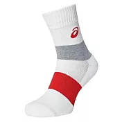 Asics Socks [Z11901-0123] 中筒襪 運動 排球 厚底 透氣 耐磨 中強度 支撐 加壓 白紅 S 白/紅